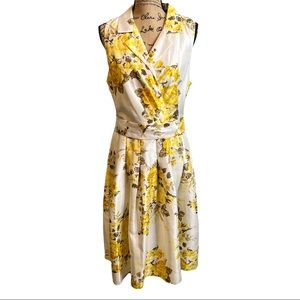 Jessica Howard Yellow Floral Fit & Flare Dress size 16